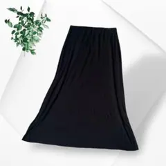 グローバルワーク リネン混 ロングスカート ウエストゴム ブラック 黒 Lのサムネイル
