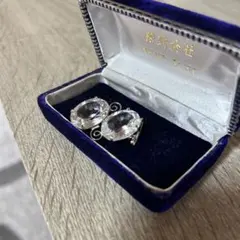 カフスボタン オーバル型 クリアストーンのサムネイル
