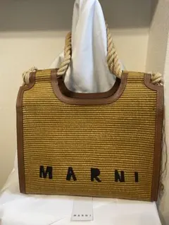 美品】MARNI ロゴ ラフィア ロープ ショルダーバッグ - メルカリ