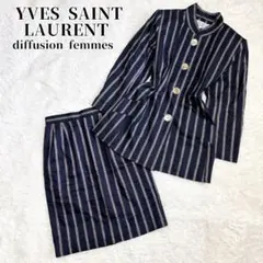 Yves saint Laurent セットアップ リネン混 銀ボタンチェック - メルカリ