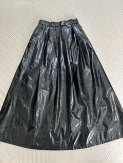 Ray BEAMS メタリック タック フレアスカート ブラック 0