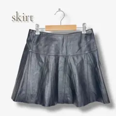 【最終値下】 レザー調 スカート ブラック ミニ フレア シンプル カジュアル