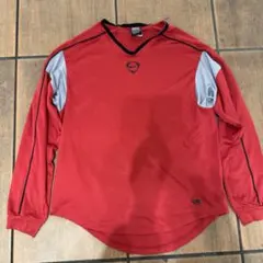 NIKE 00s y2k 長袖ゲームシャツ　Tシャツ　異素材　レッド×グレー