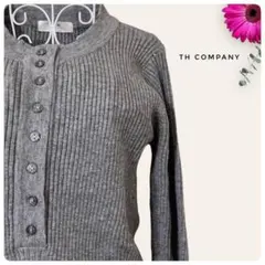 新品✨ 【TH COMPANY】クルーネックリブボタンプルオーバーニット　グレー