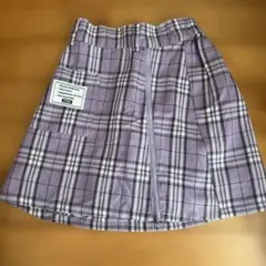 LTXC 紫色のチェック柄 プリーツスカート