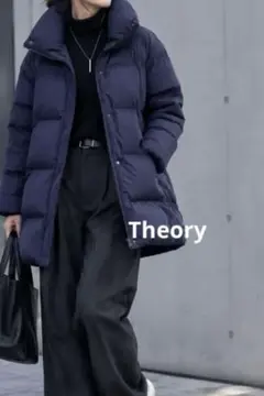 タグ付き未使用　theory luxe ノーカラーコート ネイビー コクーン タグ付き未使用 theory luxe ノーカラーコート ネイビー コクーン