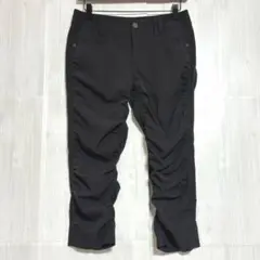 パシオーネ　サイドギャザー クロップドパンツ　黒　薄手　40 / L