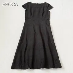 【エポカ】総レースワンピース ミモレ丈 半袖 円形柄メッシュ 綿100【L】美品のサムネイル