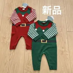 新品サンタコスチューム赤 緑 70cm