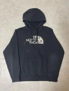 【人気】ノースフェイス パーカー 黒 L ロゴ柄
