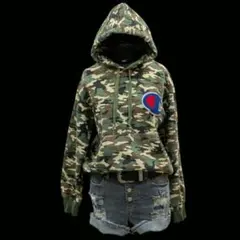 平成ギャル　y2k グランジ　champion 迷彩　ロゴ　パーカー　スウェット