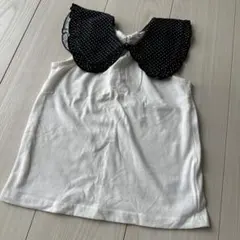 BREEZE ホワイトタンクトップ ドット柄フリル襟 110cm