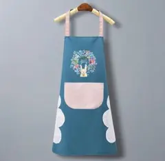 エプロン 大人 子ども 撥水加工 ブルーポケット付き くすみカラー うさぎのサムネイル