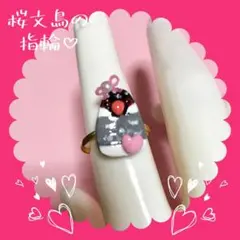 桜文鳥の指輪♡(フリーサイズ、金色金具☆)
