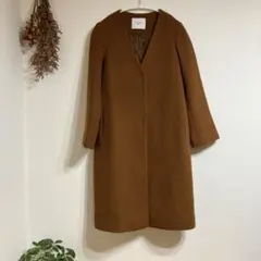 アーバンリサーチ　2way ノーカラーコート　フード付き　キャメル