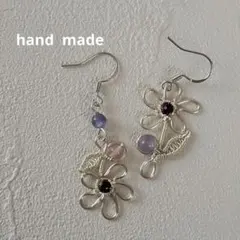 ハンドメイドピアス　天然石　キャッツアイ