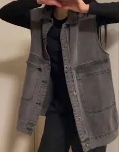 グレー ノースリーブ ベスト　デニム