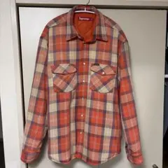 supreme quilted Flannel Snap Shirts オレンジ