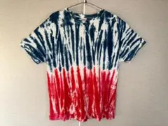 タイダイ Tシャツ XL ブルー レッド ビンテージ ケミカルウォッシュマーブル