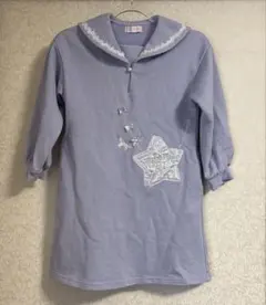 メゾピアノ　星ポシェットセーラーワンピース　130 ブルー