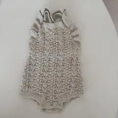 ZARA ベージュ レース編みロンパース60【3/21まで出品】