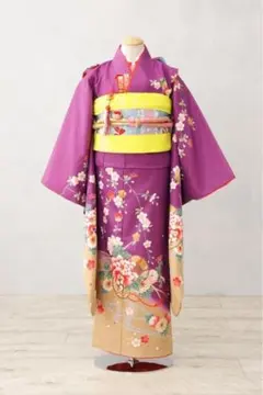 507ag27□七五三 七歳 女児 着物&袋帯 金彩 束ね熨斗 鼓□美品