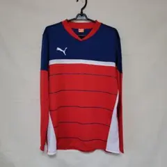 Puma 長袖シャツ 青 赤 ストライプ