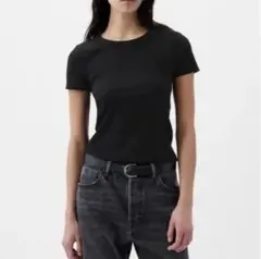 GAP 黒 リブ編み クルーネックTシャツ S