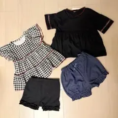 フリルトップスとショートパンツセット 80
