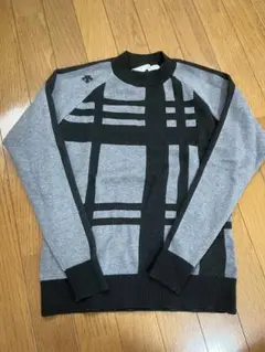 チェック柄ニットセーター グレー/ブラック