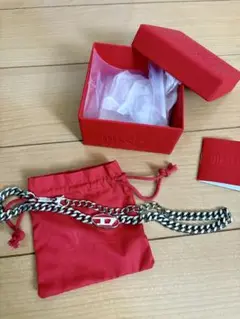 DIESEL ロゴ チェーンネックレス レッド ディーゼル 赤