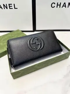 【極美品】 GUCCI グッチ SOHO 長財布 ラウンドファスナー^v^~~