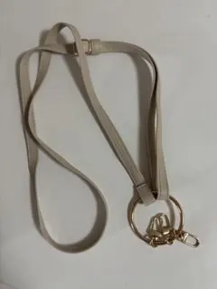 ベージュ 合成皮革 ショルダーストラップ