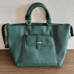 LOWRYS FARM 2Way ショルダーバッグ　ハンドバッグ　グリーン