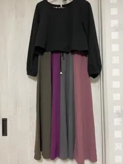 カラフルパッチワークドッキングワンピース