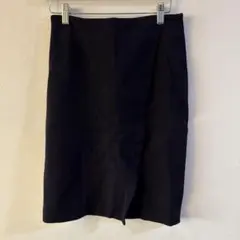 トゥモローランド　Ballsey スリット入りネイビータイトスカート ひざ丈