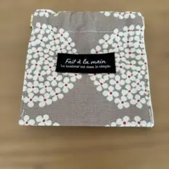 フリル移動ポケット☆モダンフラワー☆ブルー☆ハンドメイド☆女の子