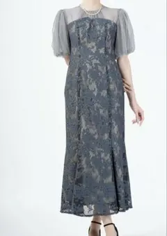 LAGUNAMOON ラグナムーン ビスチェ風ドッキングジャガートブルードレス