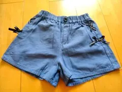 サイドリボンくすみブルー キュロットパンツ150