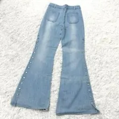 Y2K archive サイドスナップボタン フレアデニムパンツ ライトブルー