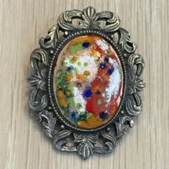 七宝焼 抽象画 ペンダントブローチ