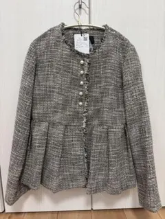 トライスピン杢ツイードノーカラージャケット