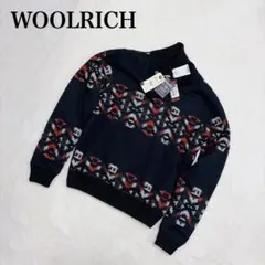 【新品未使用】WOOLRICH 総柄ニット セーター S ネイビー系 タグ付き
