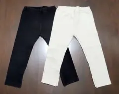 UNIQLO ユニクロ 裾スリット入り リブレギンス 2枚セット 黒 白 110