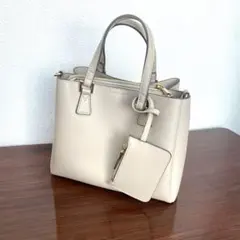 Honeys 軽量両あおりハンドバッグ ショルダーバッグ グレー ポーチ付き