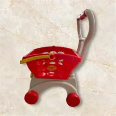 【限定セール】おままごと 赤と白のお買い物カート ショッピングカートカゴ取外し可