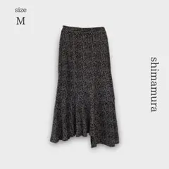 【しまむら】美品* ドット柄フレアスカート ブラック M