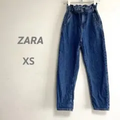 ザラ ウエストフリルゴム テーパードデニムパンツ ブルージーンズ ストレッチなし