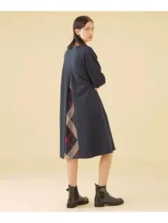 クレストブリッジチェックバック切り替えポンチワンピース