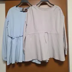 まとめ売り LULALA フリルペプラム ライトブルー＆ベージュ ラッシュガード